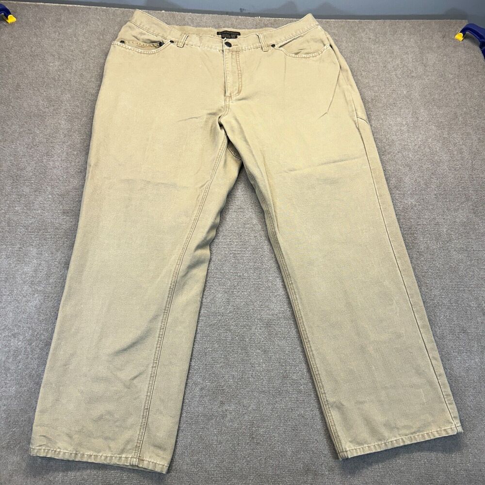 Royal Robbins Jeans Measured Size 38x29 Tan Light Distress 100% Cotton Straight